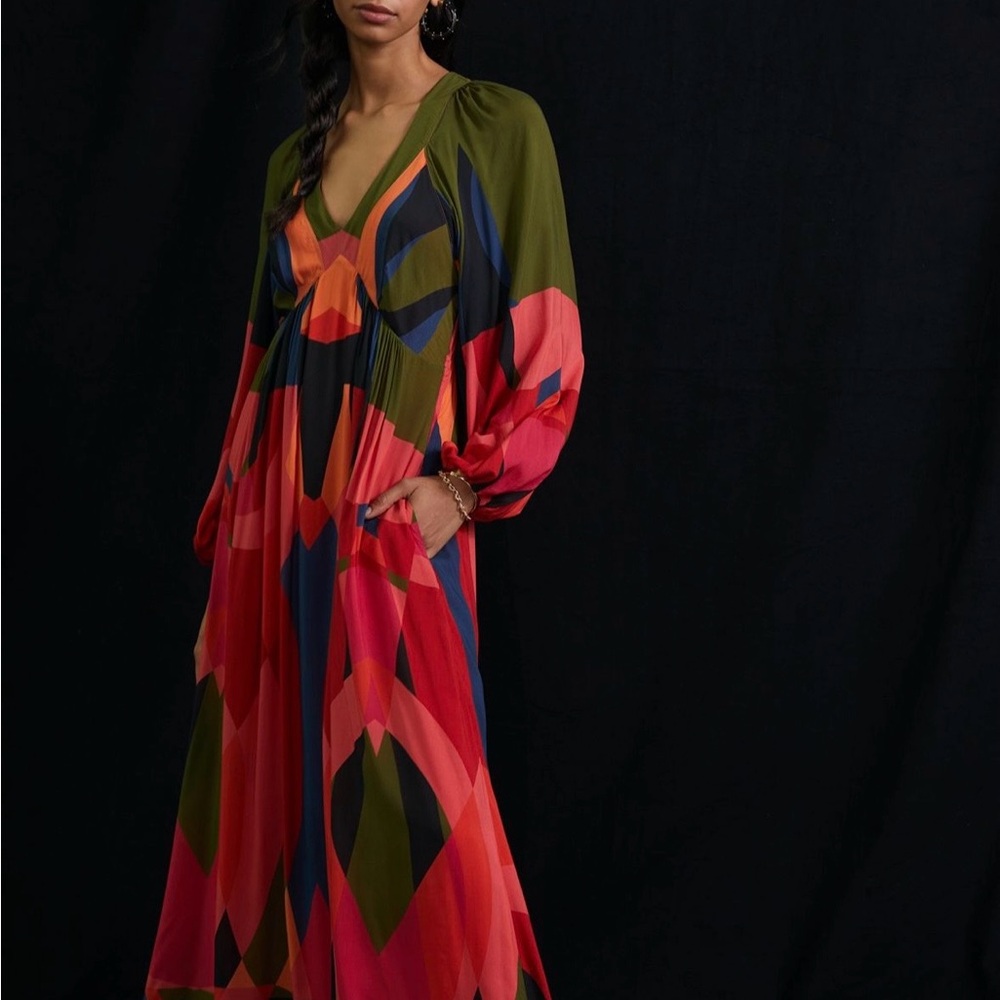 Anthropologie Farmrio medium petite abstract maxi dress
